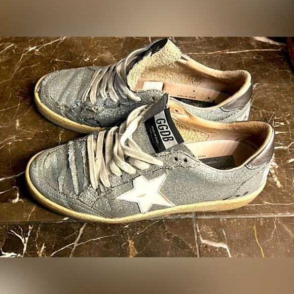 Golden Goose Shoes - Golden Goose Silver Glitter ballstars 37